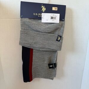 U.S. Polo Assn. Men's Gray Beanie & Scarf set